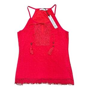 Solitaire Red Lace Sleeveless Top